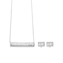 Load image into Gallery viewer, Michael Kors Sterling Silver Tapered Baguette Bar Earrings And Pendant With Chain Set