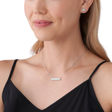 Load image into Gallery viewer, Michael Kors Sterling Silver Tapered Baguette Bar Earrings And Pendant With Chain Set