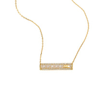 Load image into Gallery viewer, Michael Kors 14ct Yellow Gold Plated Sterling Silver Tapered Baguette Bar Earring &amp; Pendant Chain Set