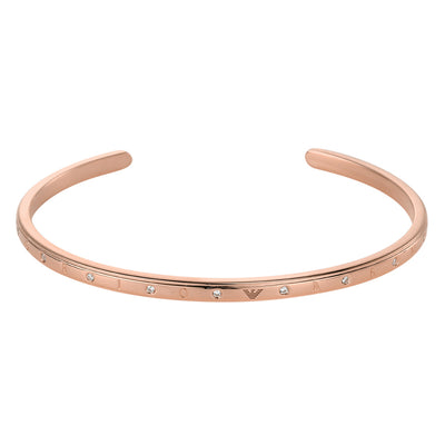 Emporio Armani Rose Gold Plated Sterling Silver CZ Cuff Bangle
