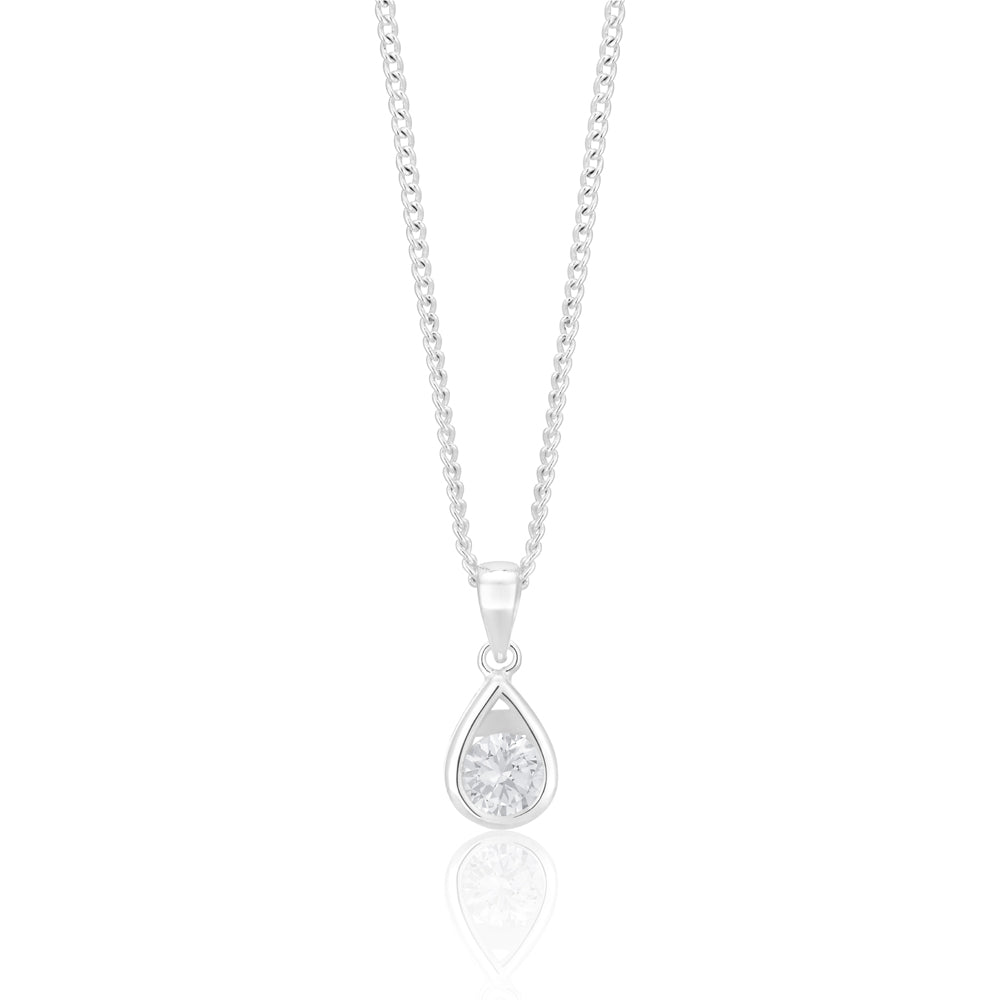 Sterling Silver Zirconia Teardrop Pendant